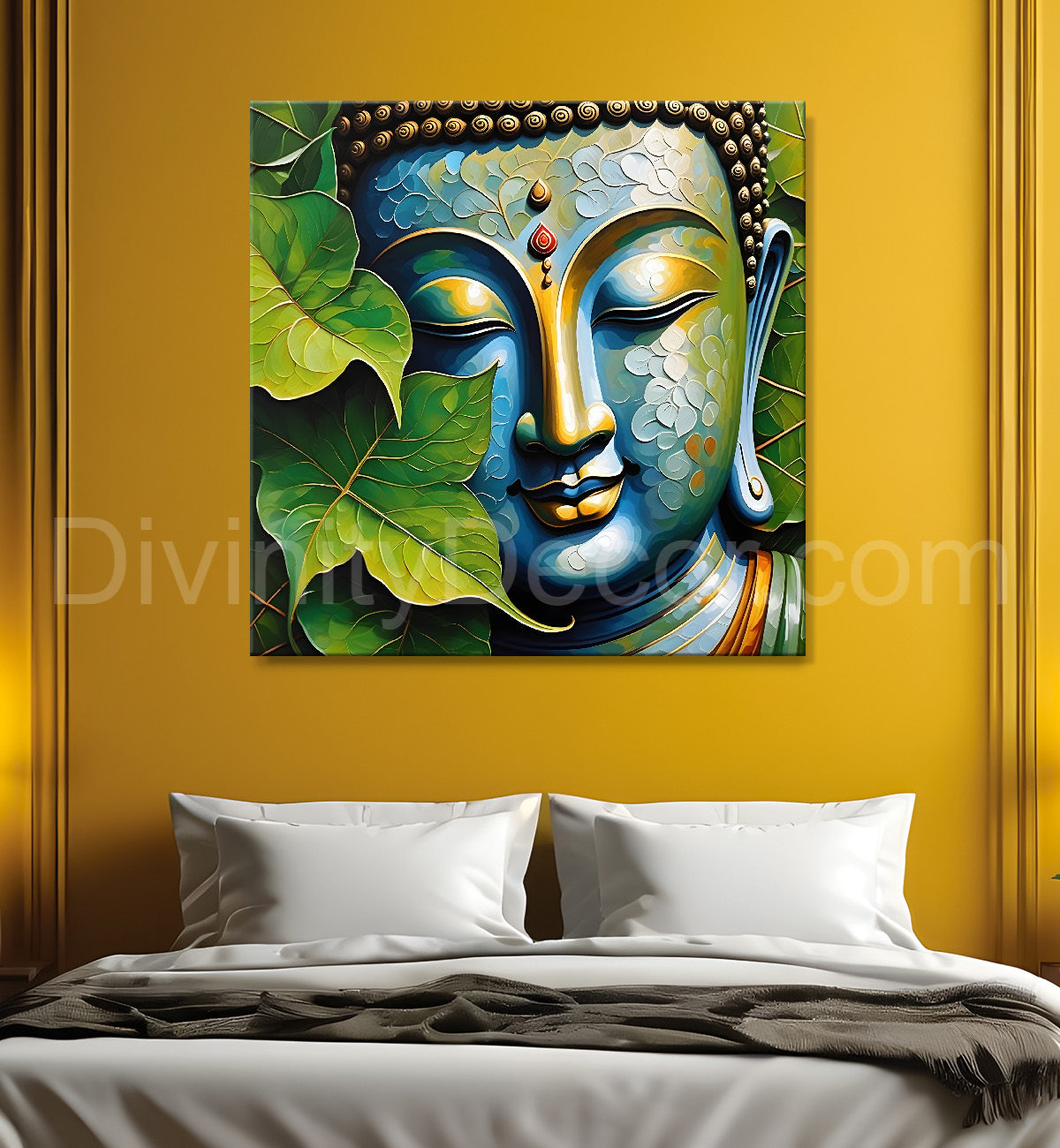 Golden Buddha Painting with textured color 24x24 inch Buddha-S-46