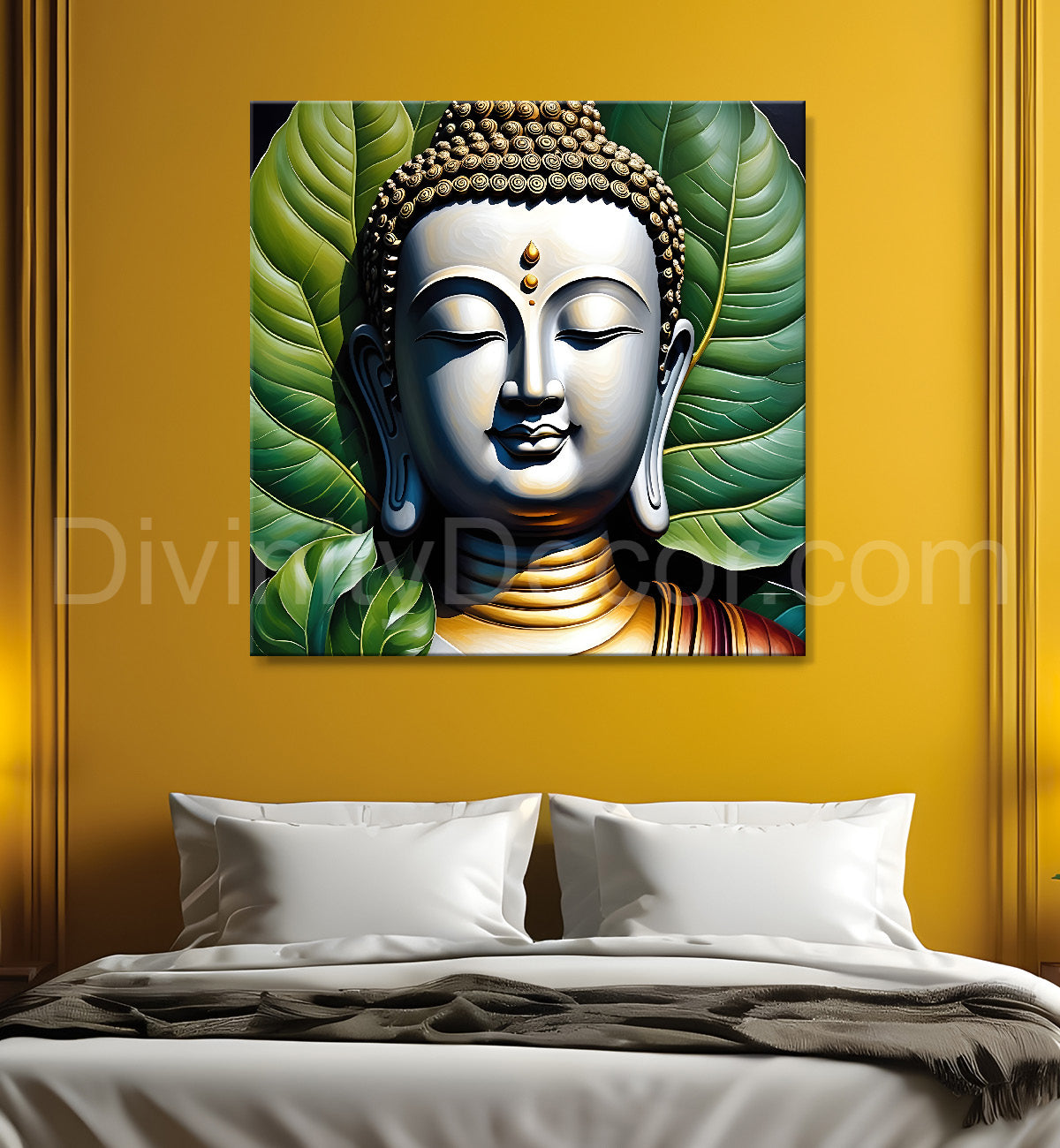 Golden Buddha Painting with textured color 24x24 inch Buddha-S-47