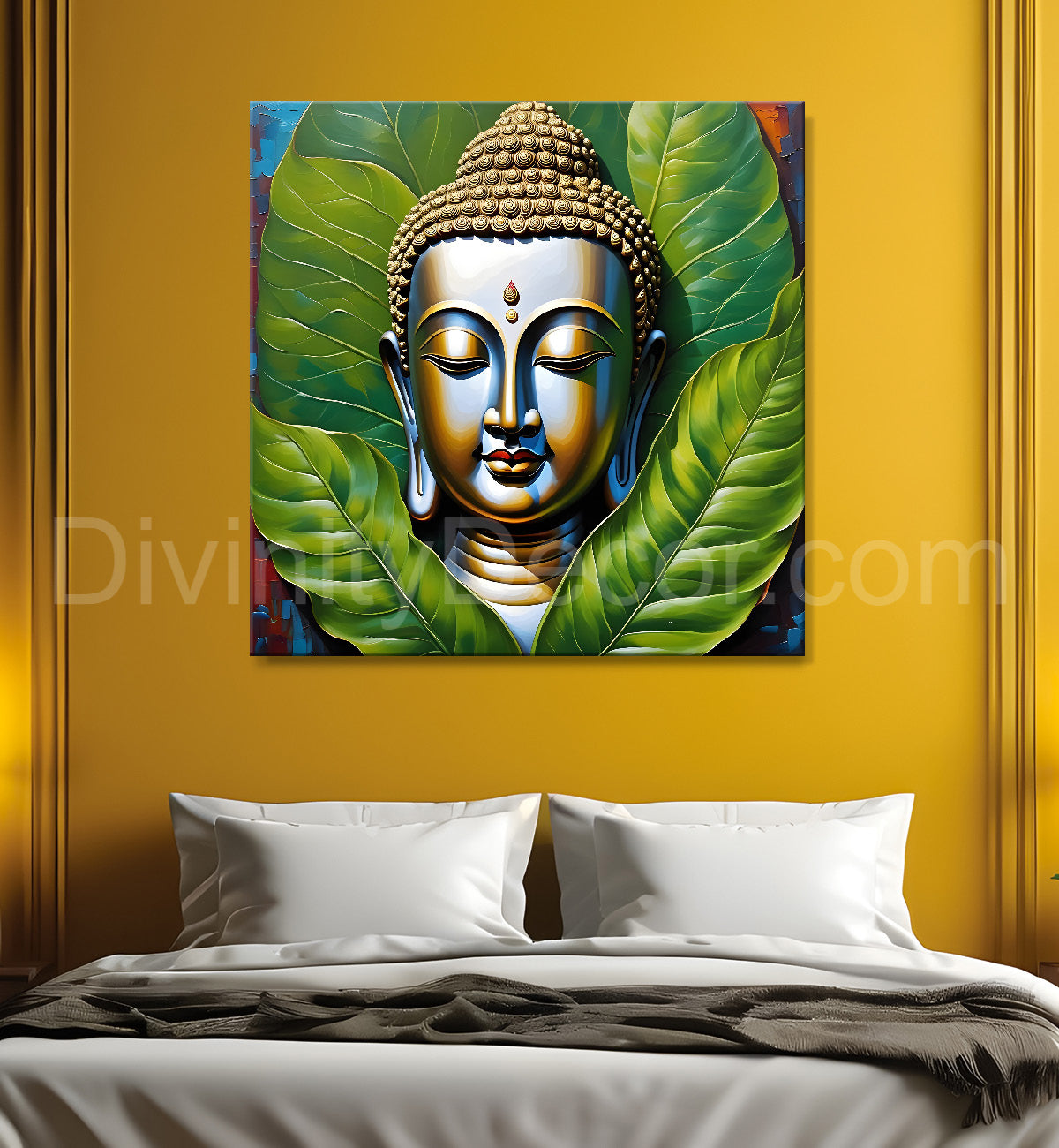 Golden Buddha Painting with textured color 24x24 inch Buddha-S-49