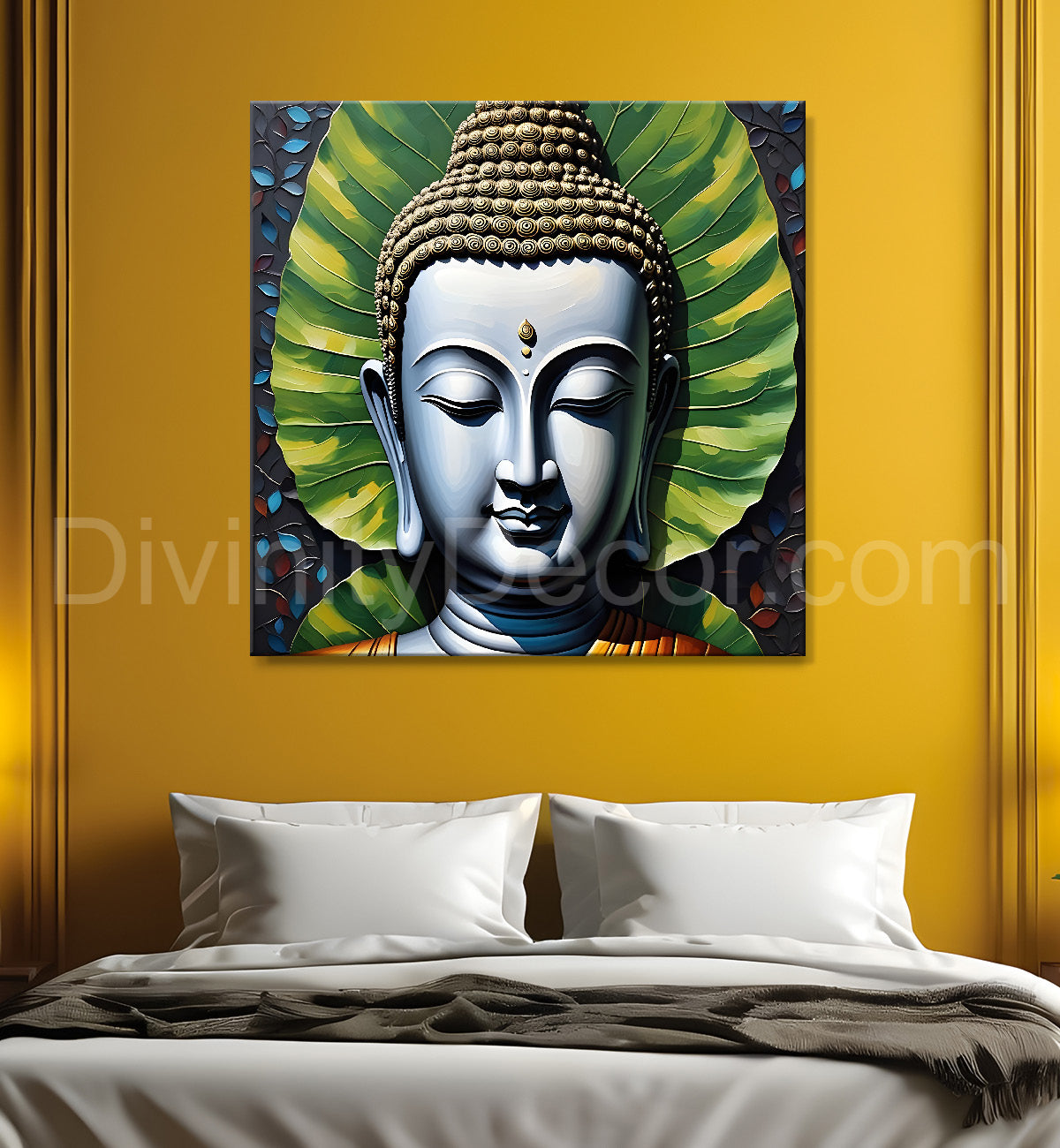 Golden Buddha Painting with textured color 24x24 inch Buddha-S-51