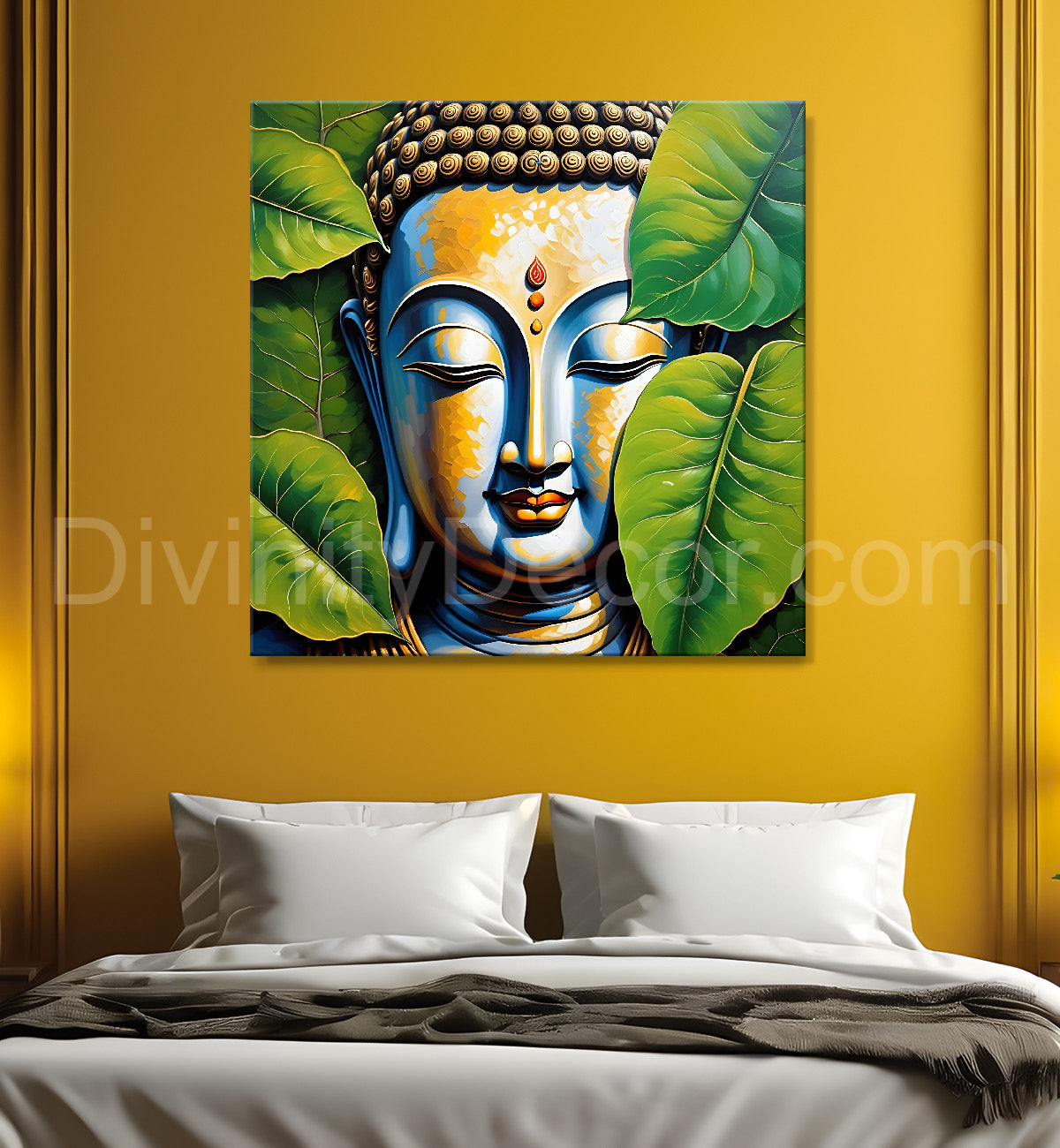 Golden Buddha Painting with textured color 24x24 inch Buddha-S-52