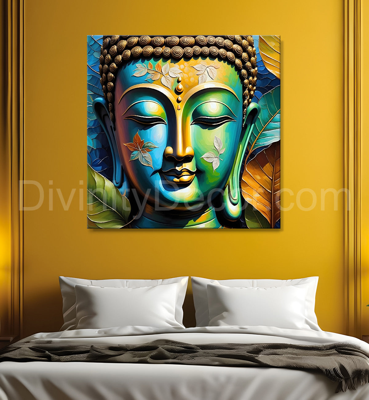 Golden Buddha Painting with textured color 24x24 inch Buddha-S-53