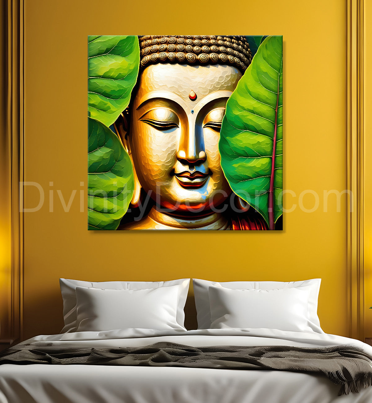 Golden Buddha Painting with textured color 24x24 inch Buddha-S-54