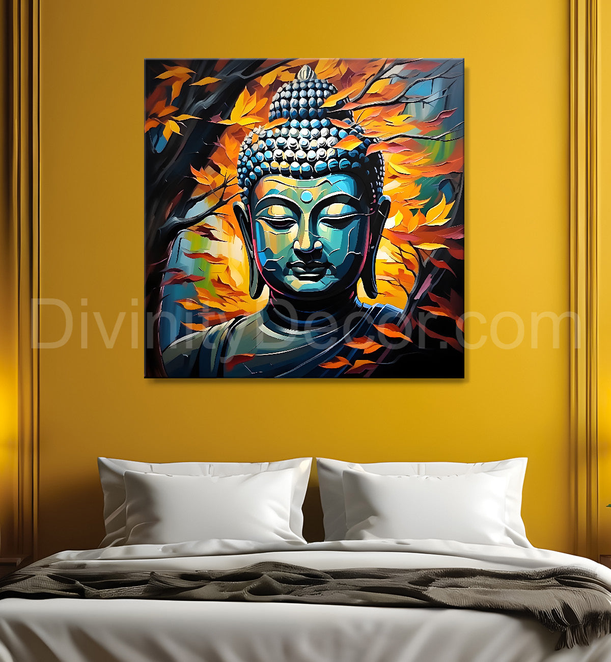 Golden Buddha Painting with textured color 24x24 inch Buddha-S-55