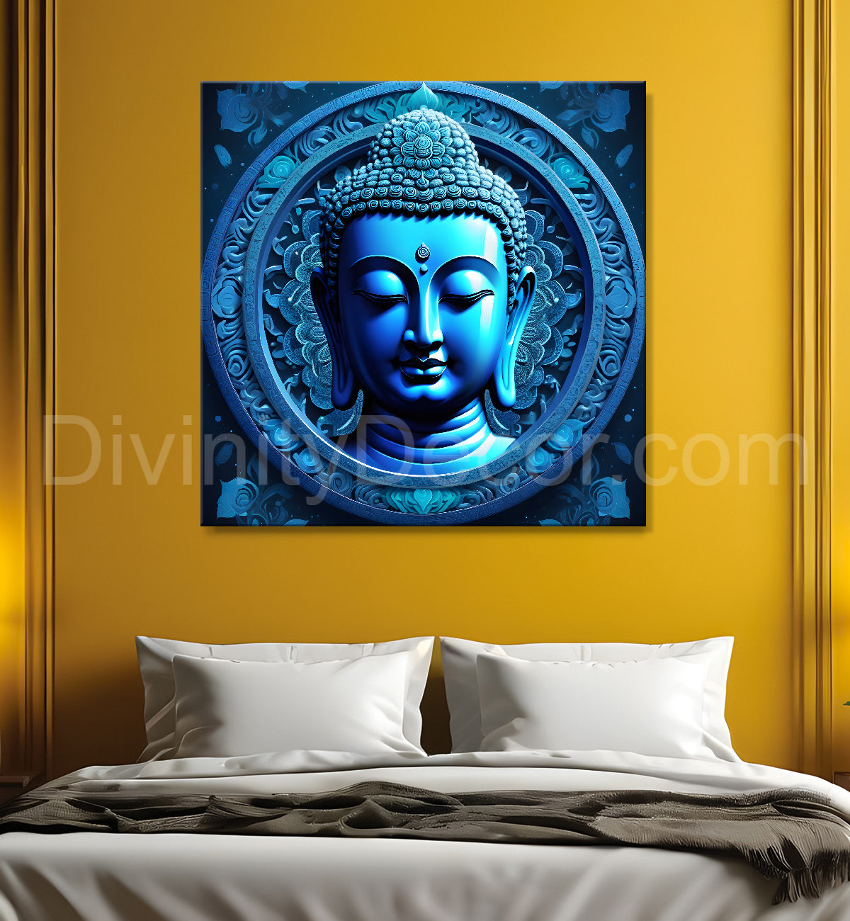 Dark blue Buddha painting 24x24 inch Buddha-S-56