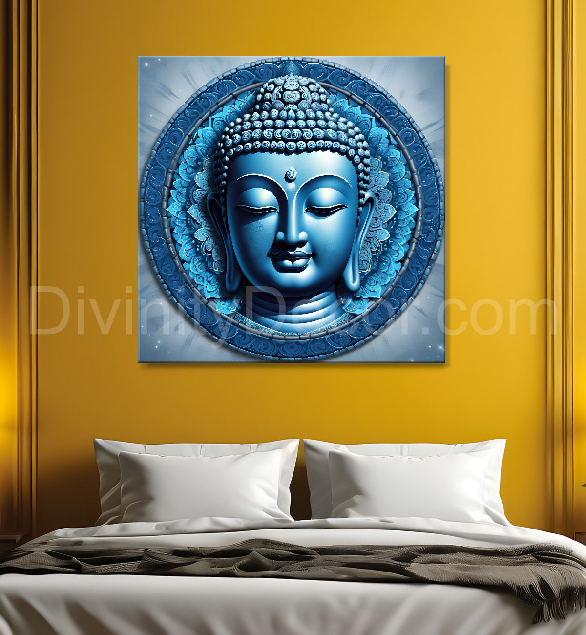 Dark blue Buddha painting 24x24 inch Buddha-S-59