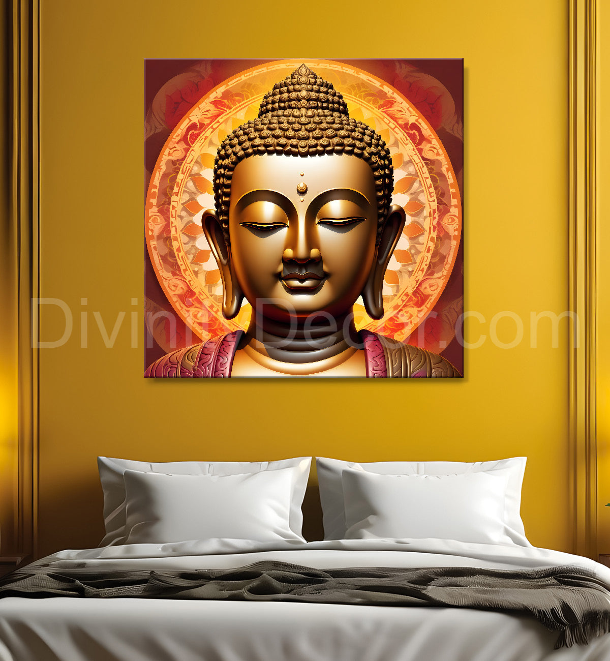 Golden buddha with mandala painting 24x24 inch Buddha-S-62