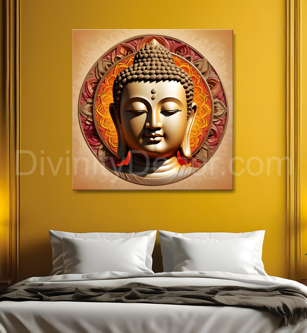 Golden buddha with mandala painting 24x24 inch Buddha-S-63