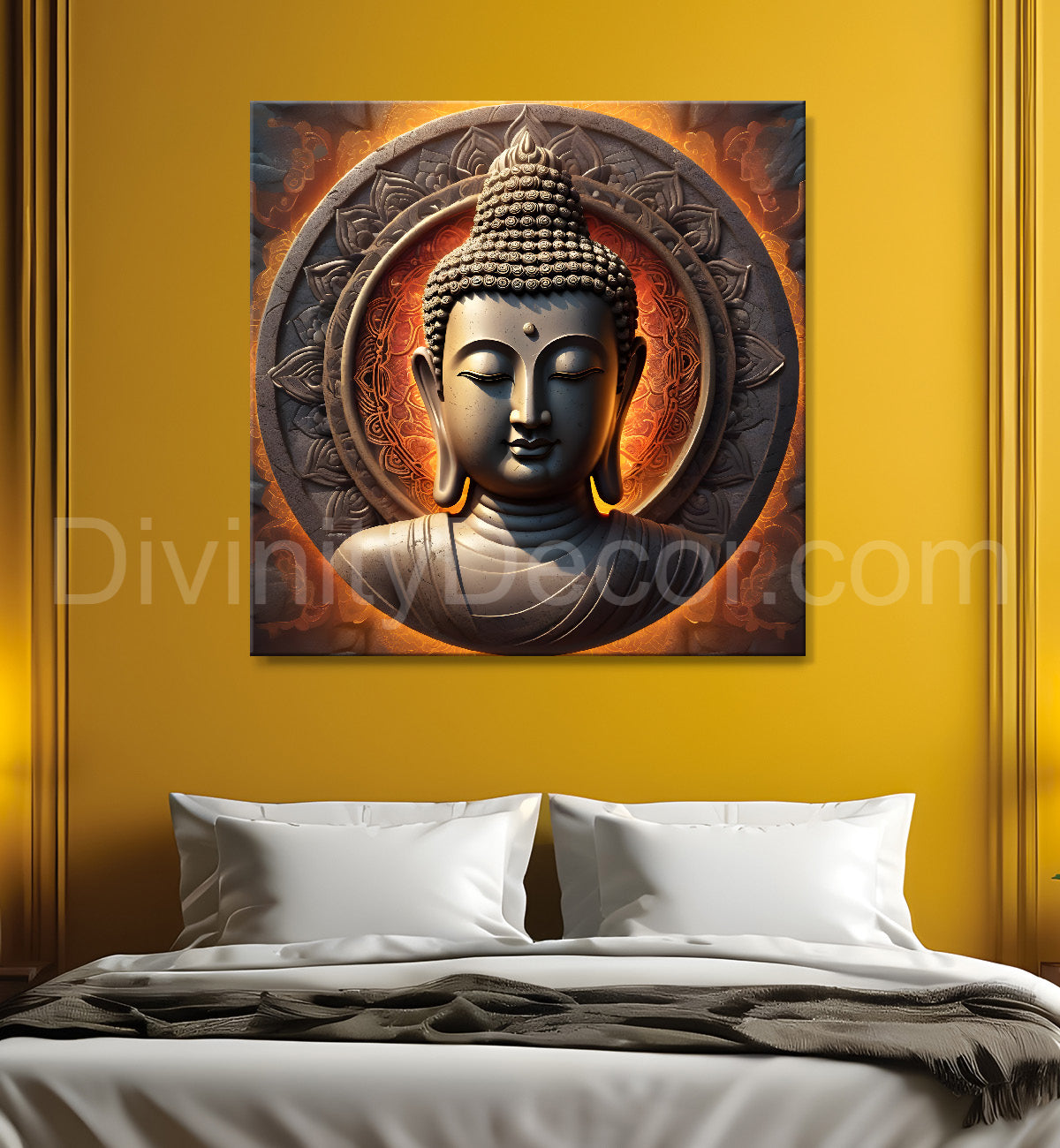 Dark stone buddha painting 24x24 inch Buddha-S-65