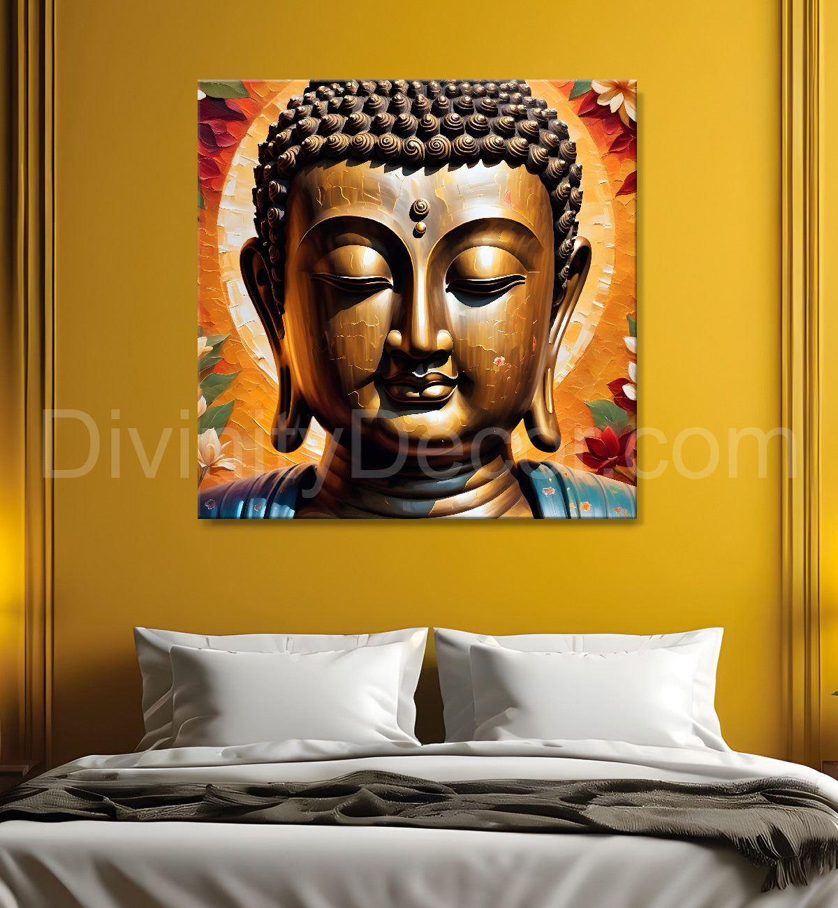 Golden buddha face painting 24x24 inch Buddha-S-67