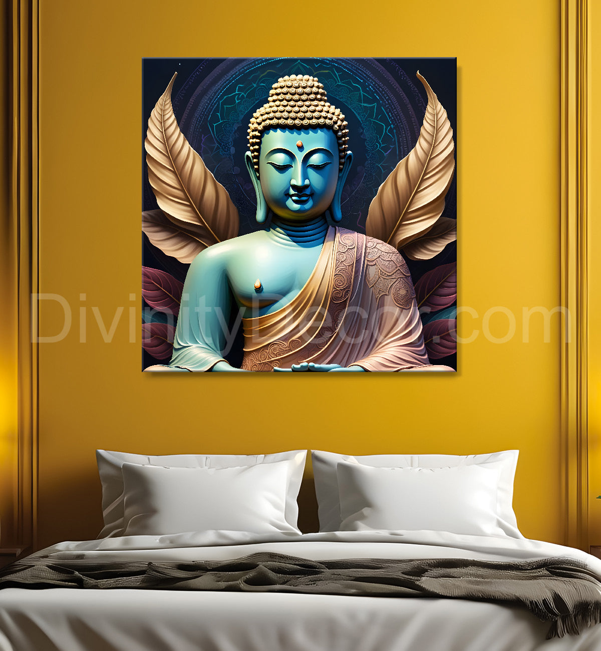 Blue golden theme buddha painting 24x24 inch Buddha-S-78