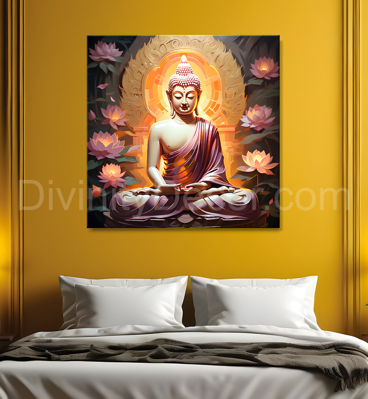 Buddha painting with lotus flower 24x24 inch Buddha-S-92