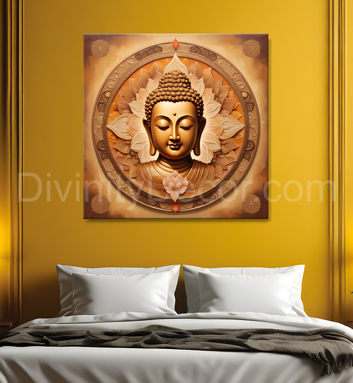 Buddha Painting metal finish 24x24 inch Buddha-S-94