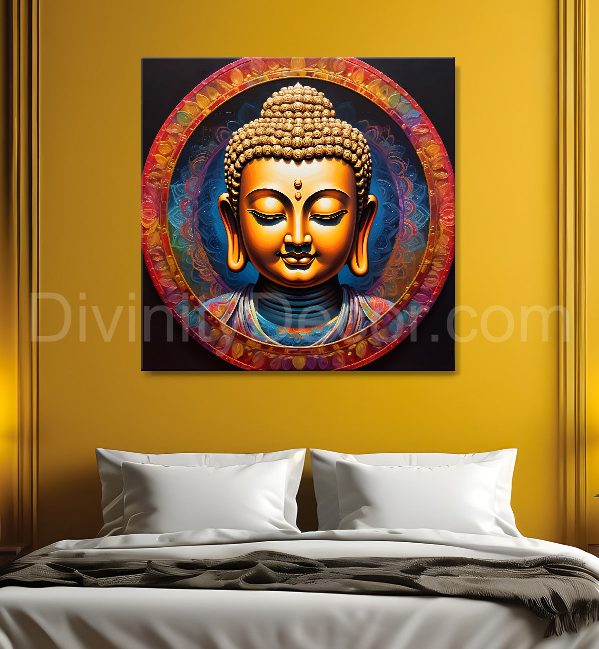 Buddha Painting wooden fininsh 24x24 inch Buddha-S-95