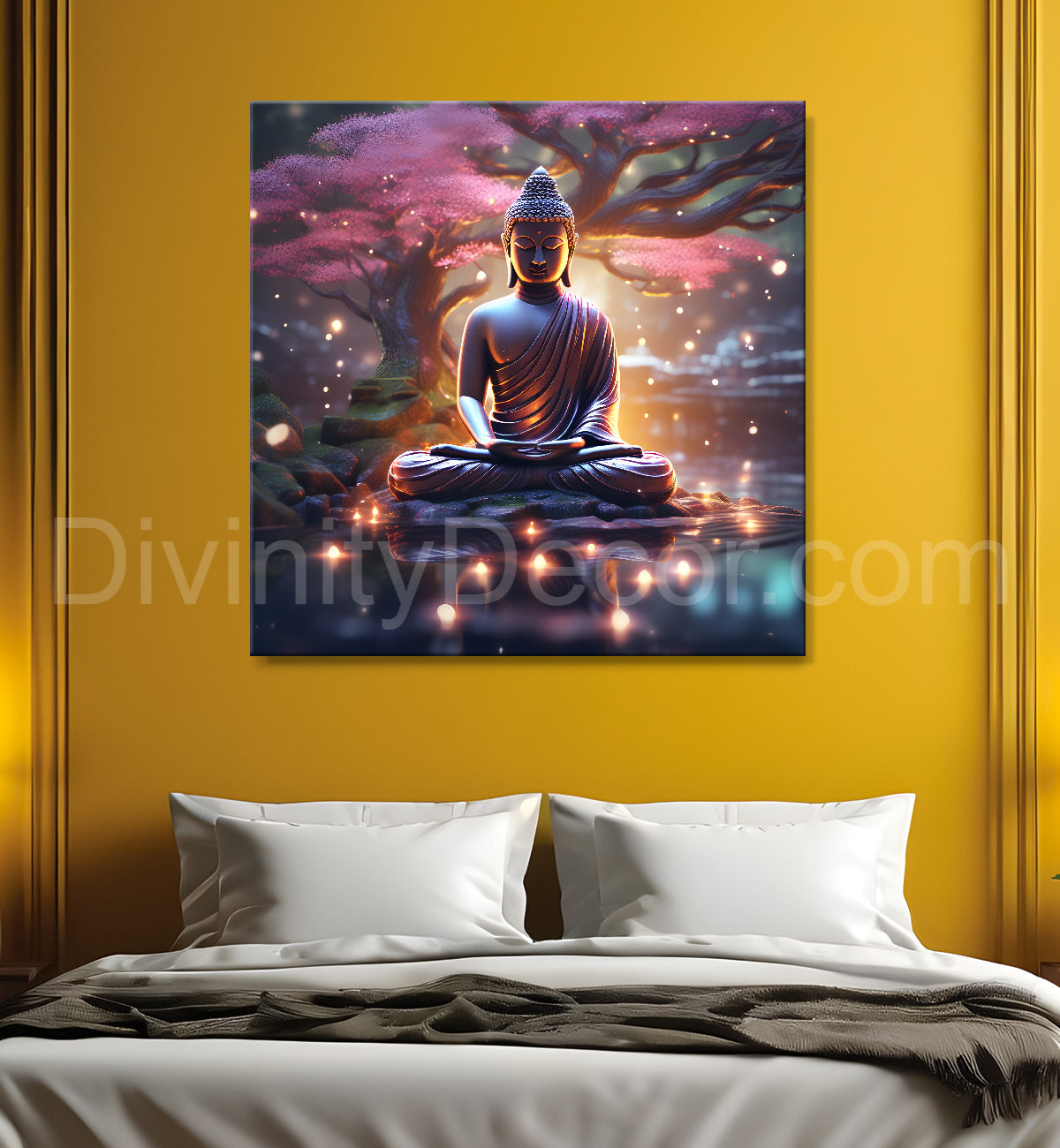Lord Buddha sitting on lotus under water 24x24 inch Buddha-S-113