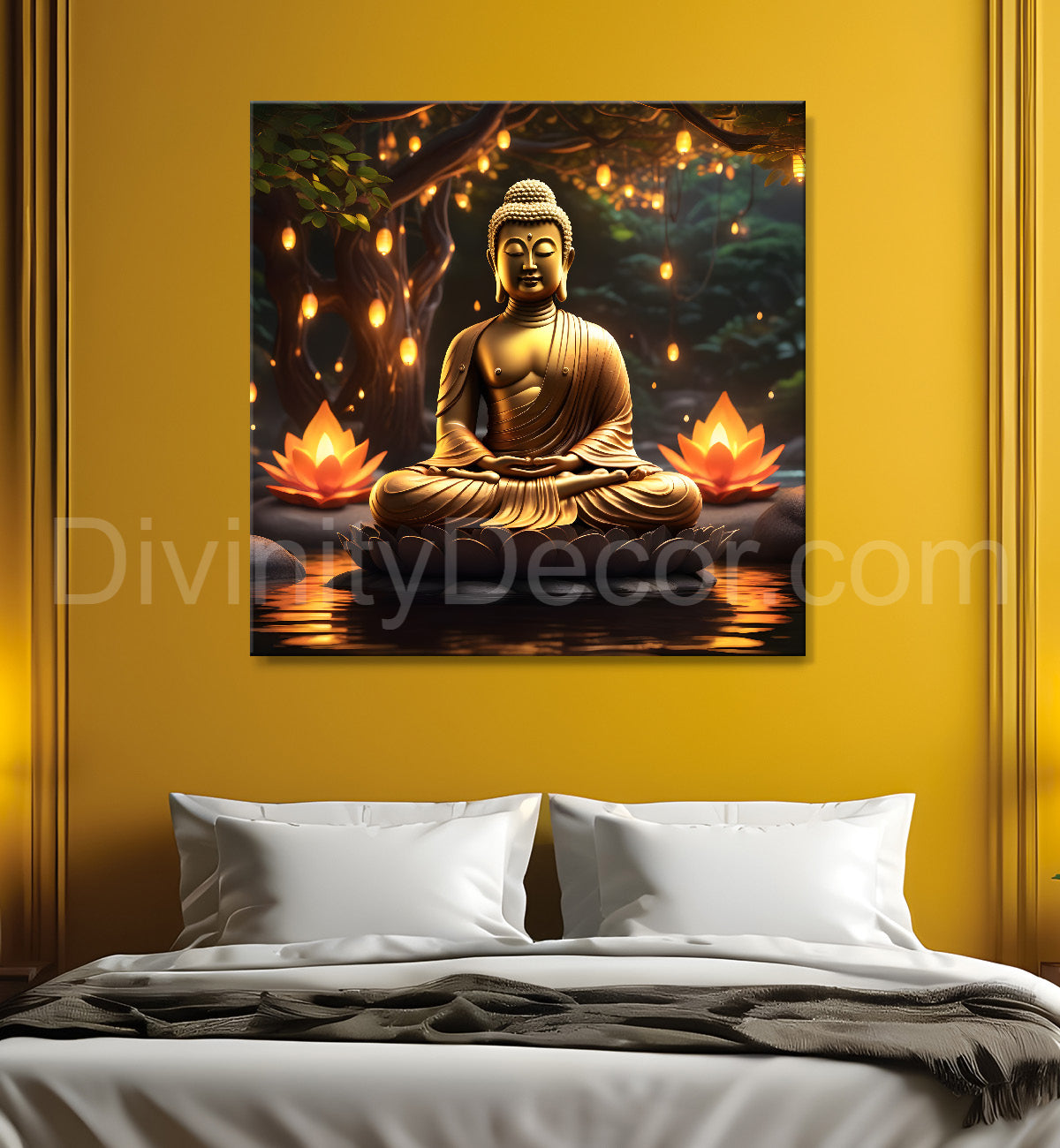 Lord Buddha sitting on lotus under water 24x24 inch Buddha-S-115