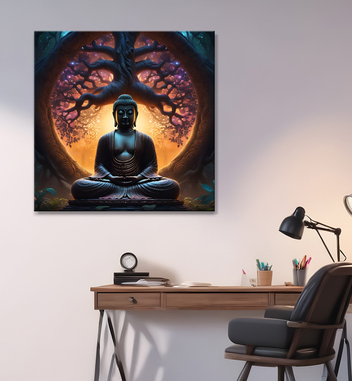 Dark buddha painting 24x24 inch Buddha-S-9