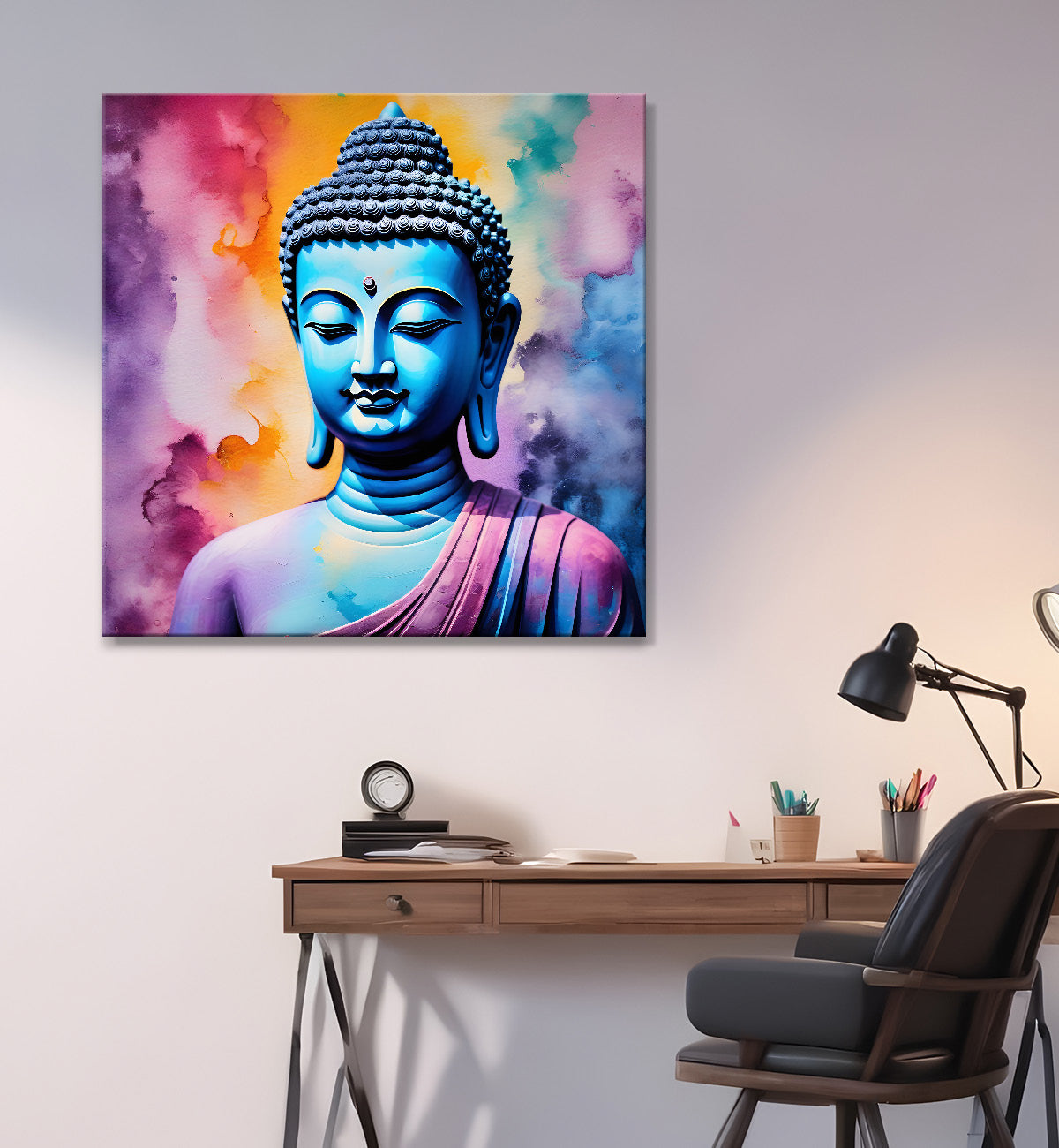 Buddha Painting vibrant water color 24x24 inch Buddha-S-40