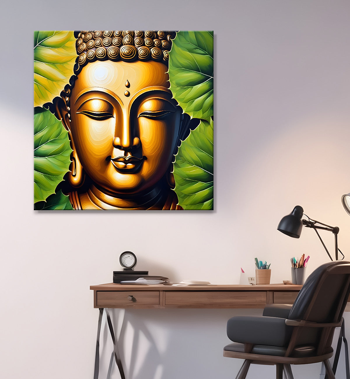 Golden Buddha Painting with textured color 24x24 inch Buddha-S-42