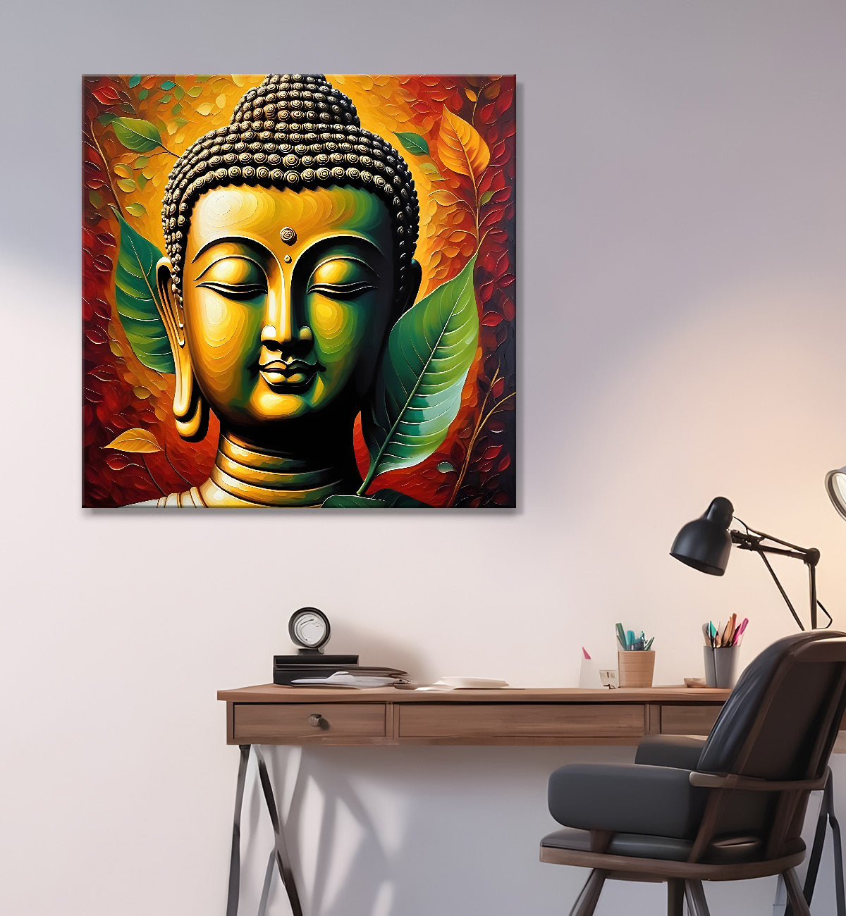 Golden Buddha Painting with textured color 24x24 inch Buddha-S-43