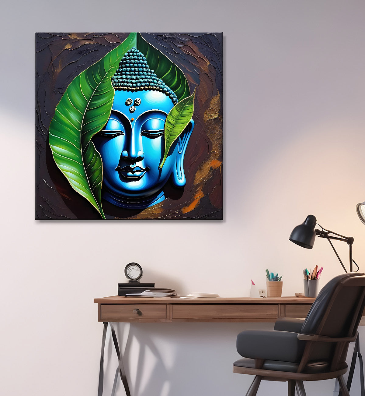 Golden Buddha Painting with textured color 24x24 inch Buddha-S-45