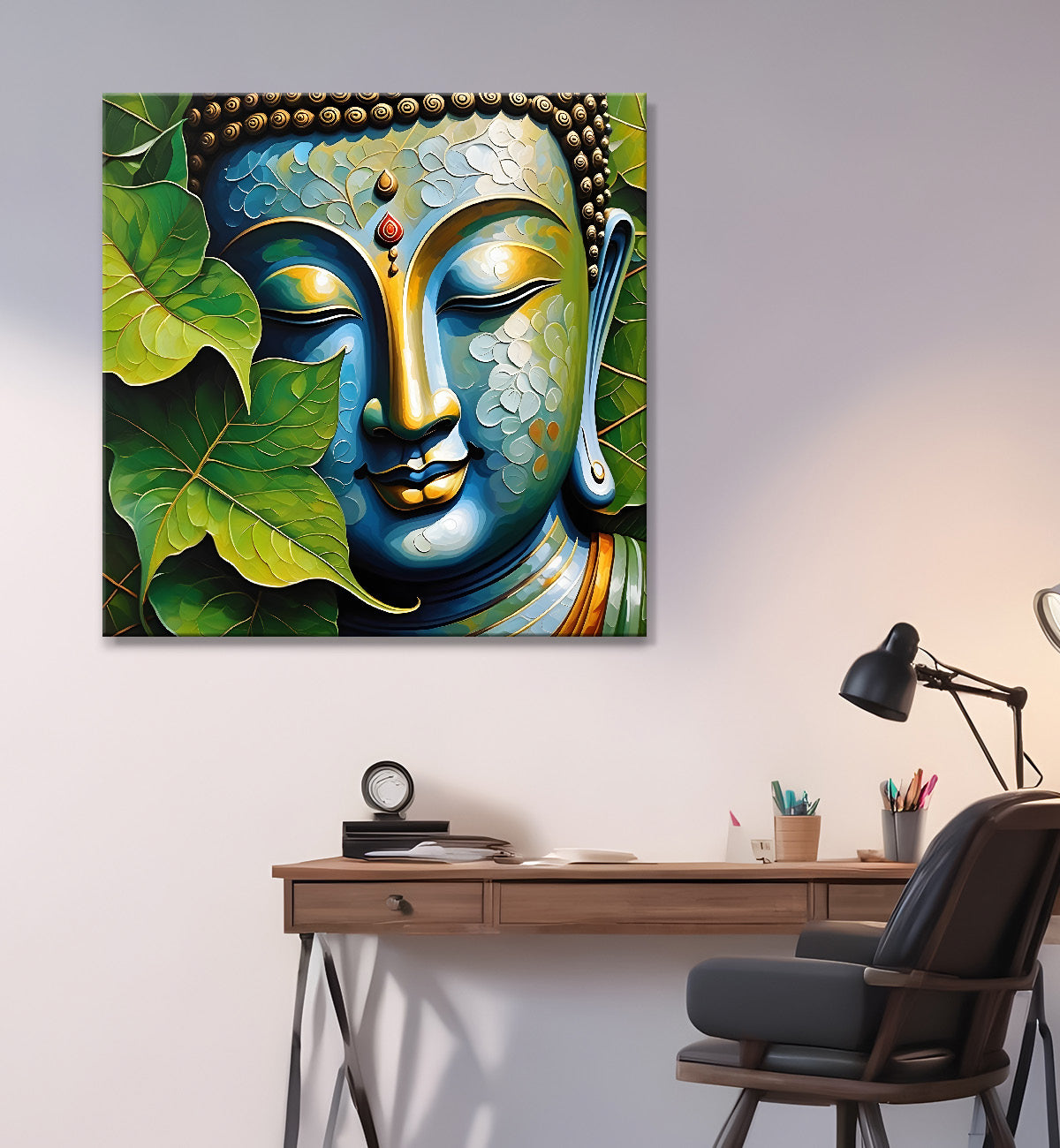 Golden Buddha Painting with textured color 24x24 inch Buddha-S-46