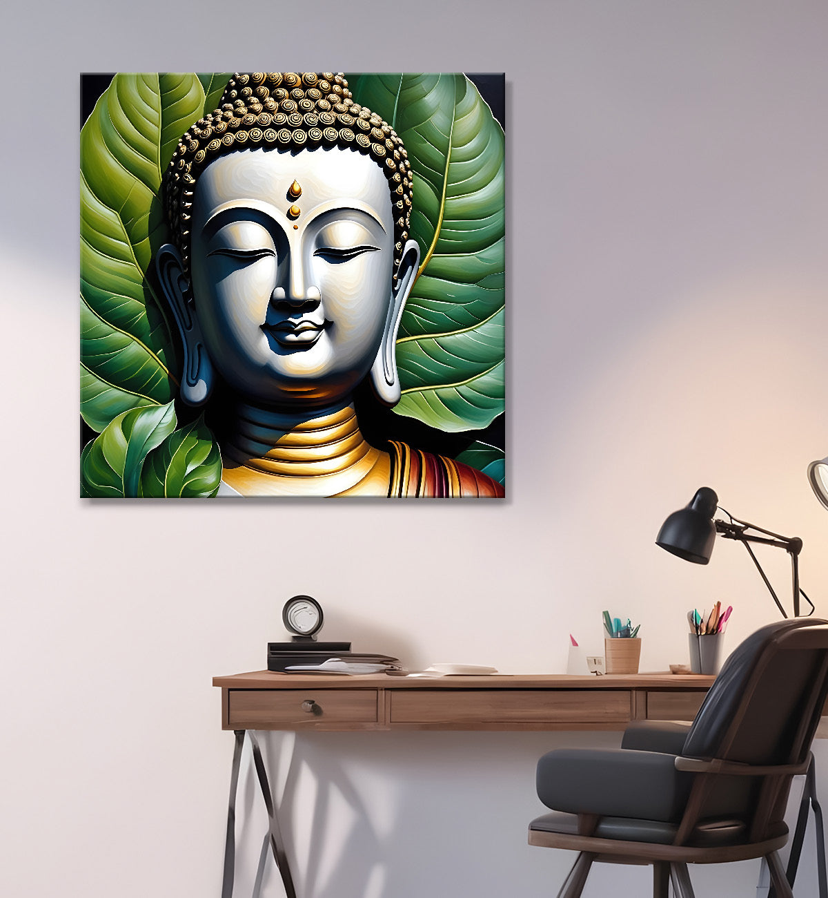 Golden Buddha Painting with textured color 24x24 inch Buddha-S-47