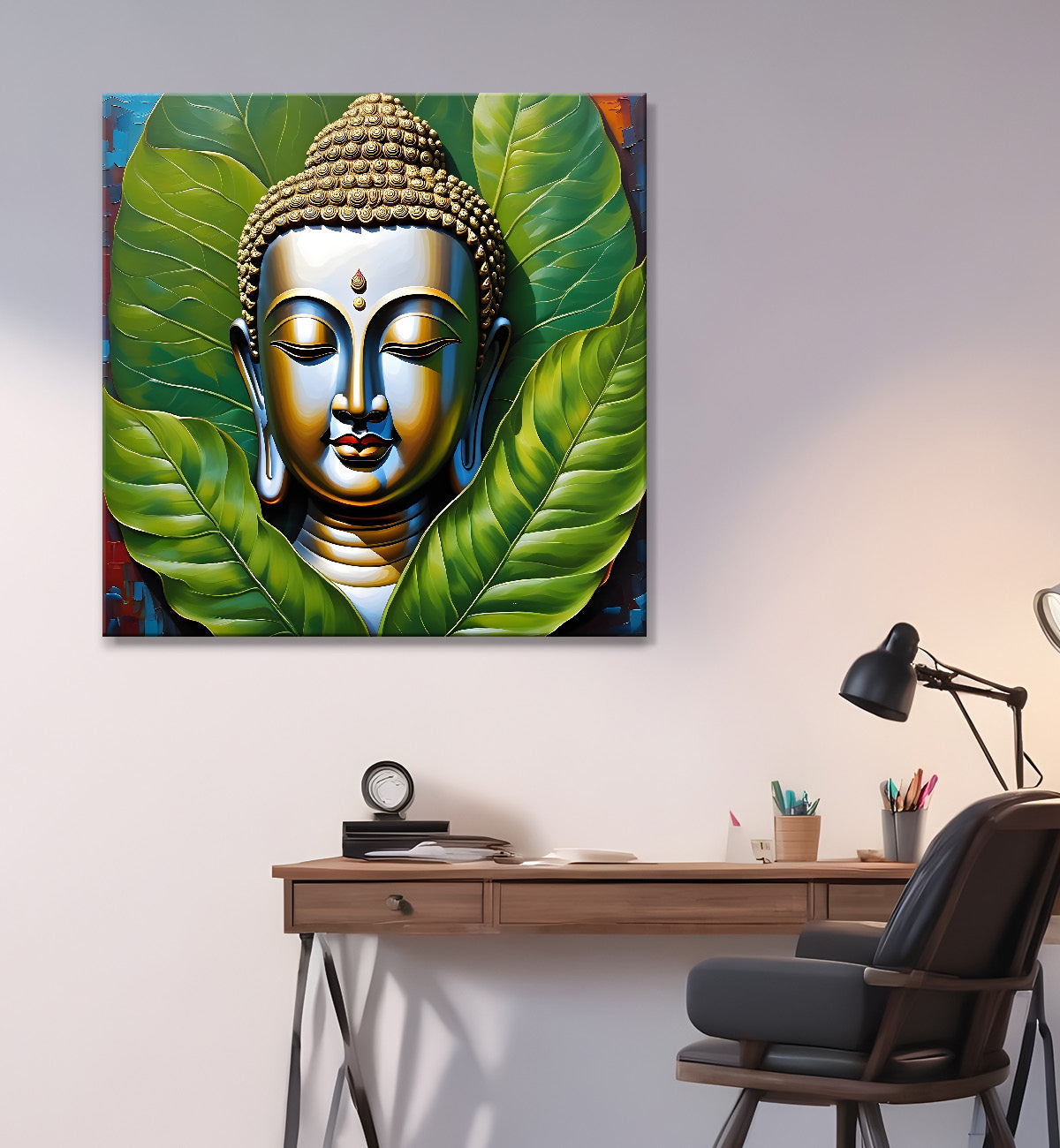 Golden Buddha Painting with textured color 24x24 inch Buddha-S-49