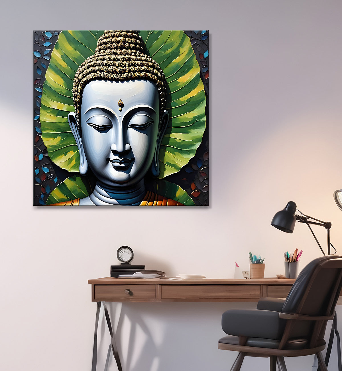Golden Buddha Painting with textured color 24x24 inch Buddha-S-51
