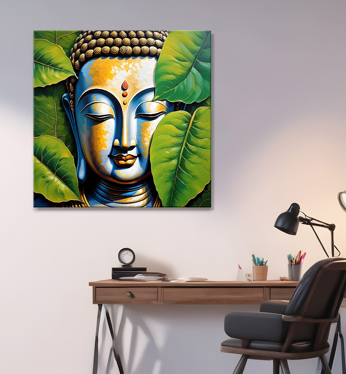 Golden Buddha Painting with textured color 24x24 inch Buddha-S-52