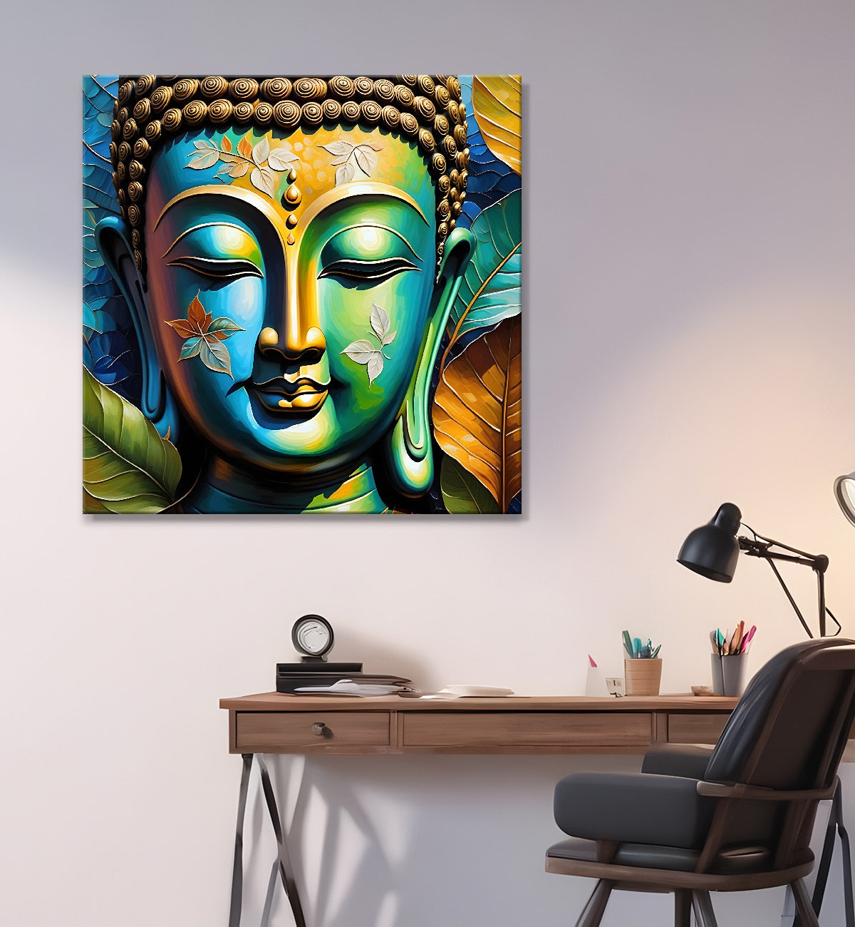 Golden Buddha Painting with textured color 24x24 inch Buddha-S-53