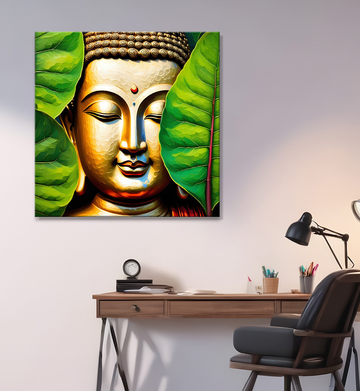 Golden Buddha Painting with textured color 24x24 inch Buddha-S-54