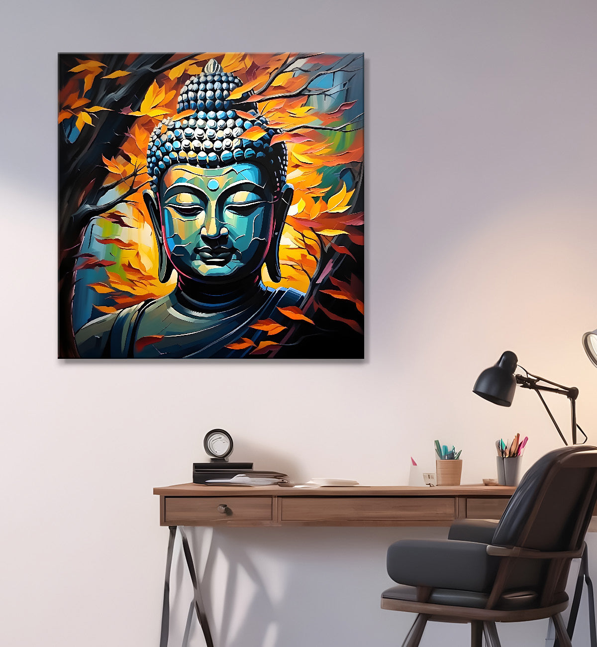 Golden Buddha Painting with textured color 24x24 inch Buddha-S-55