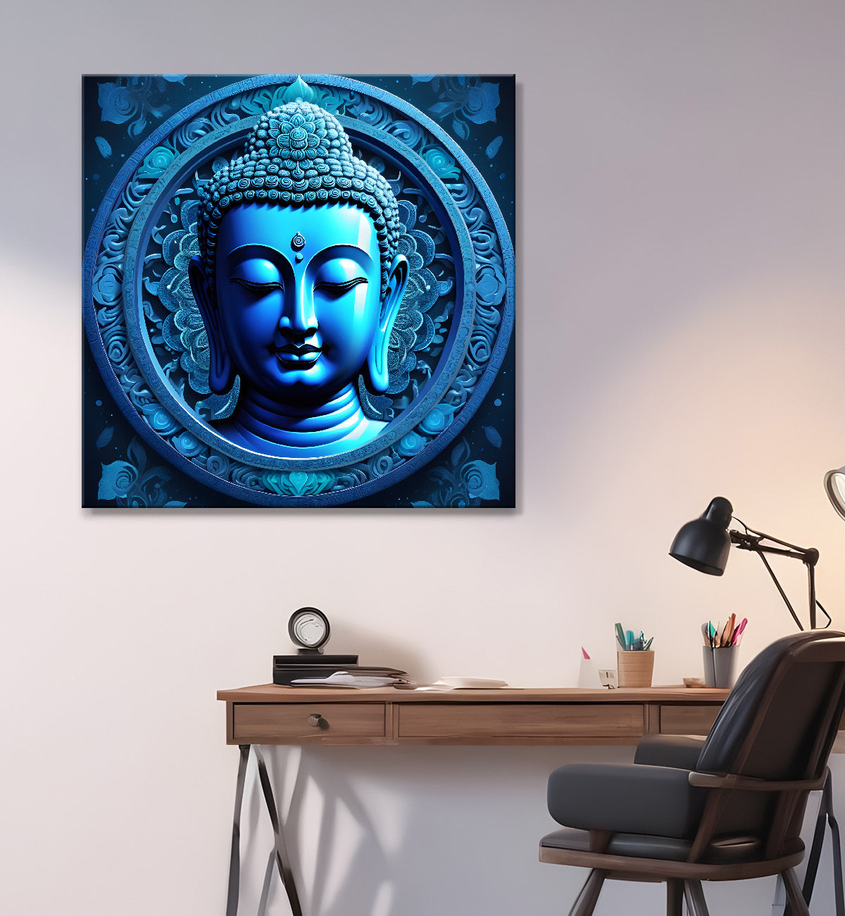 Dark blue Buddha painting 24x24 inch Buddha-S-56