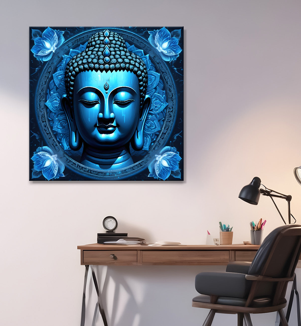 Dark blue Buddha painting 24x24 inch Buddha-S-57