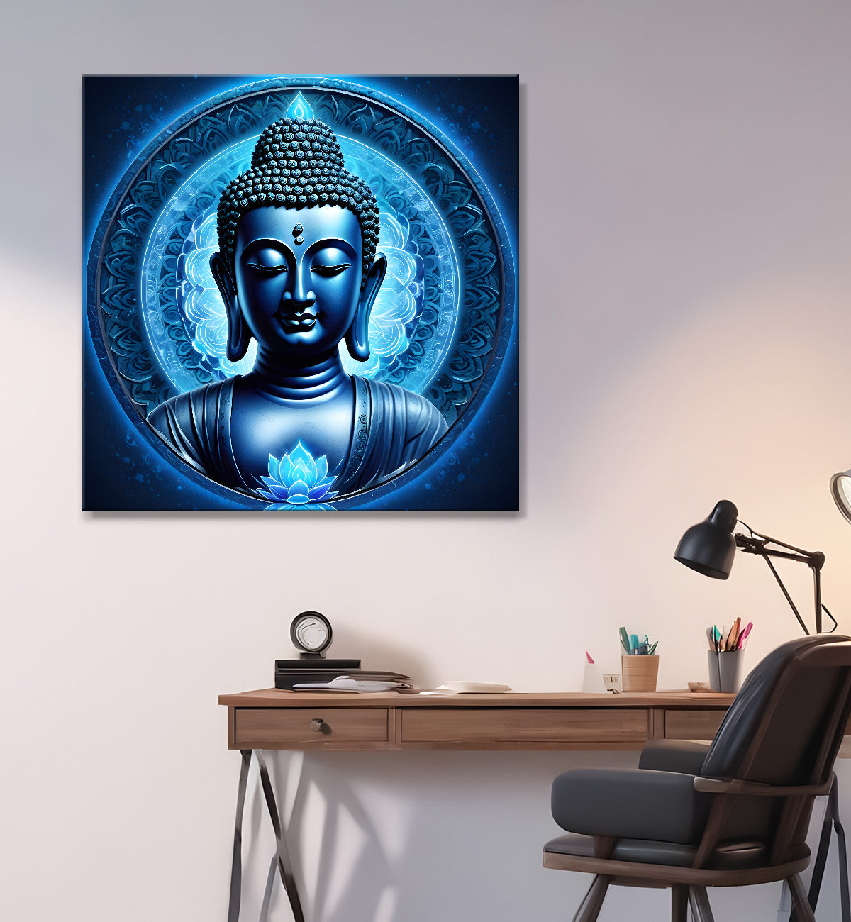 Dark blue Buddha painting 24x24 inch Buddha-S-58