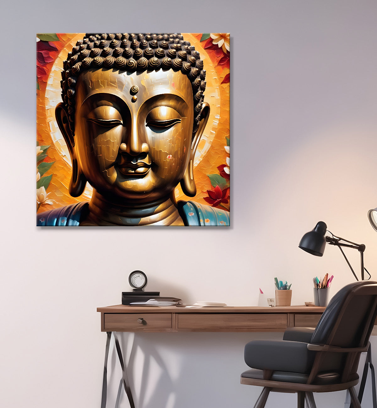 Golden buddha face painting 24x24 inch Buddha-S-67