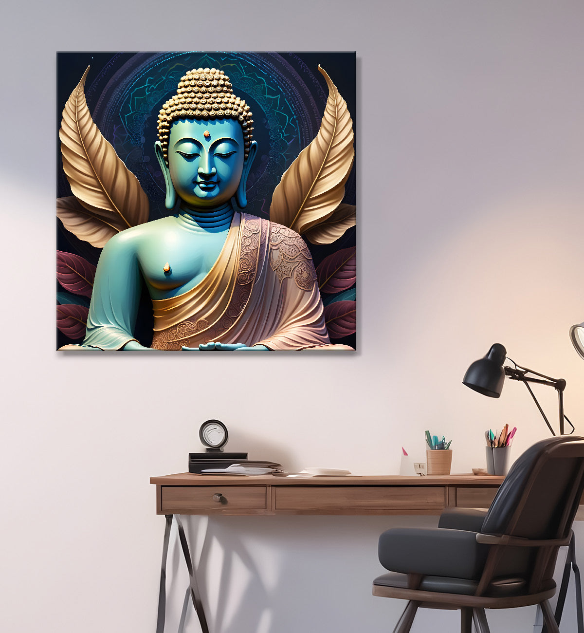 Blue golden theme buddha painting 24x24 inch Buddha-S-78
