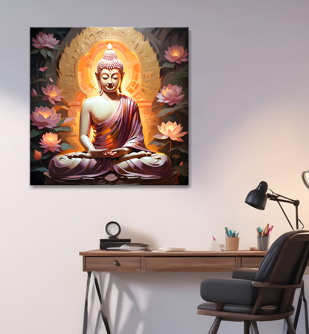 Buddha painting with lotus flower 24x24 inch Buddha-S-92