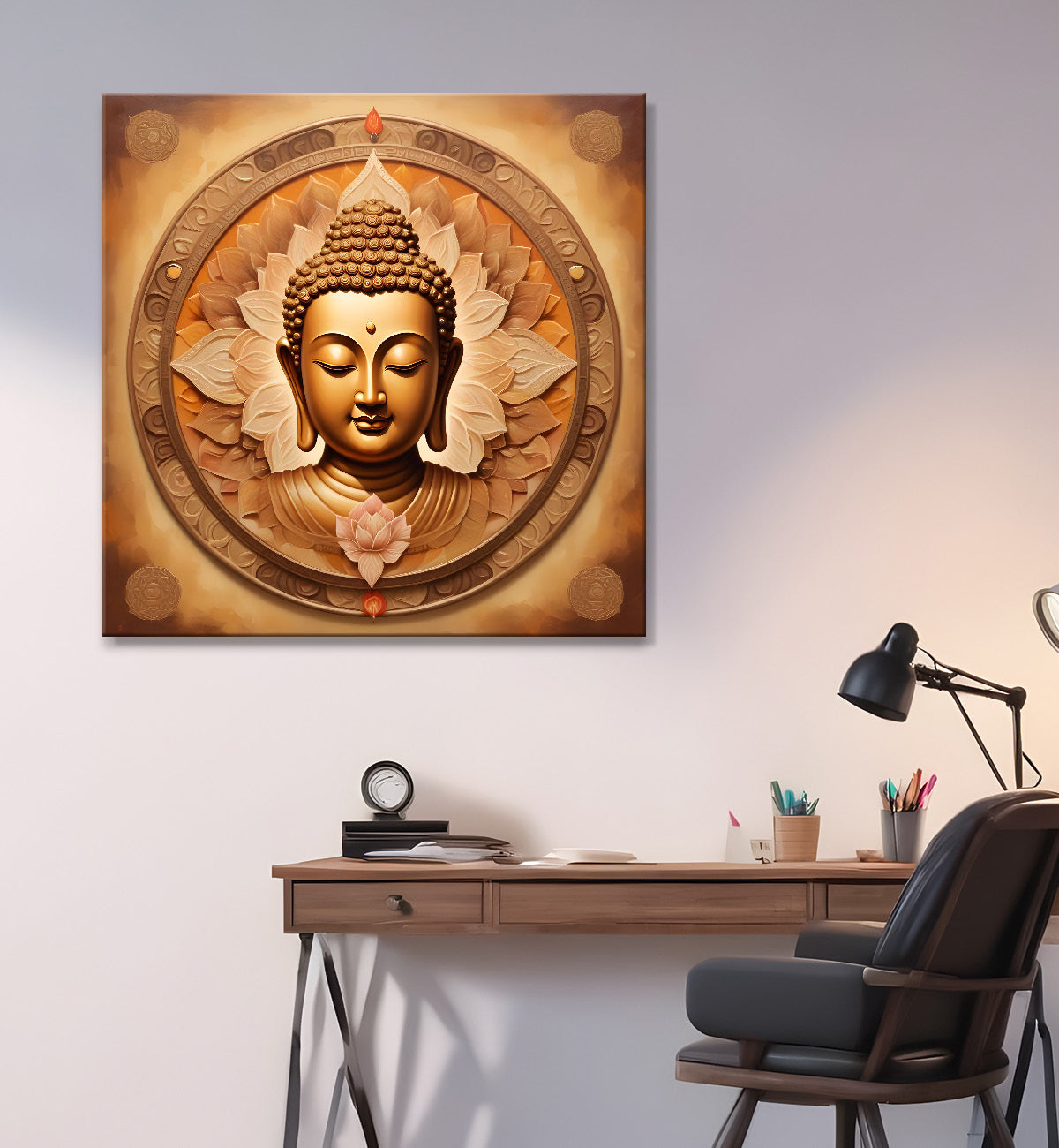 Buddha Painting metal finish 24x24 inch Buddha-S-94