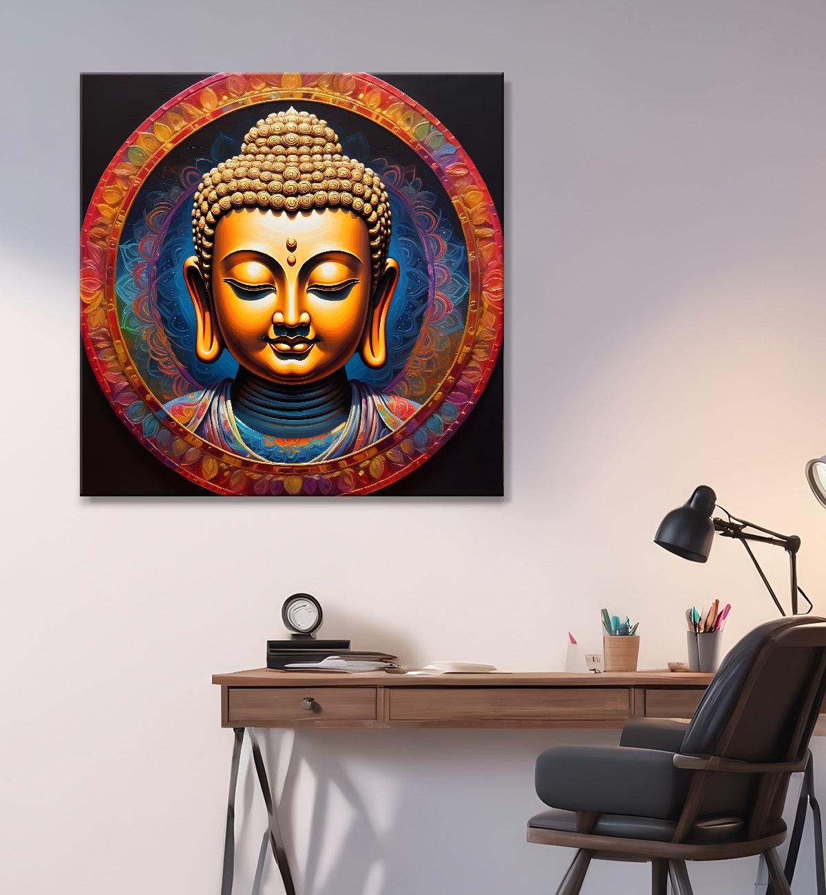 Buddha Painting wooden fininsh 24x24 inch Buddha-S-95