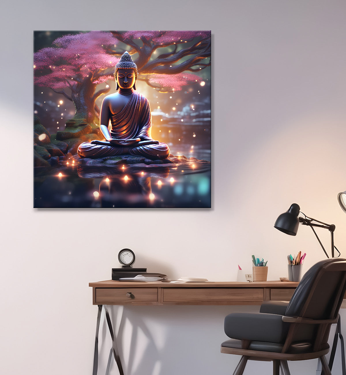 Lord Buddha sitting on lotus under water 24x24 inch Buddha-S-113
