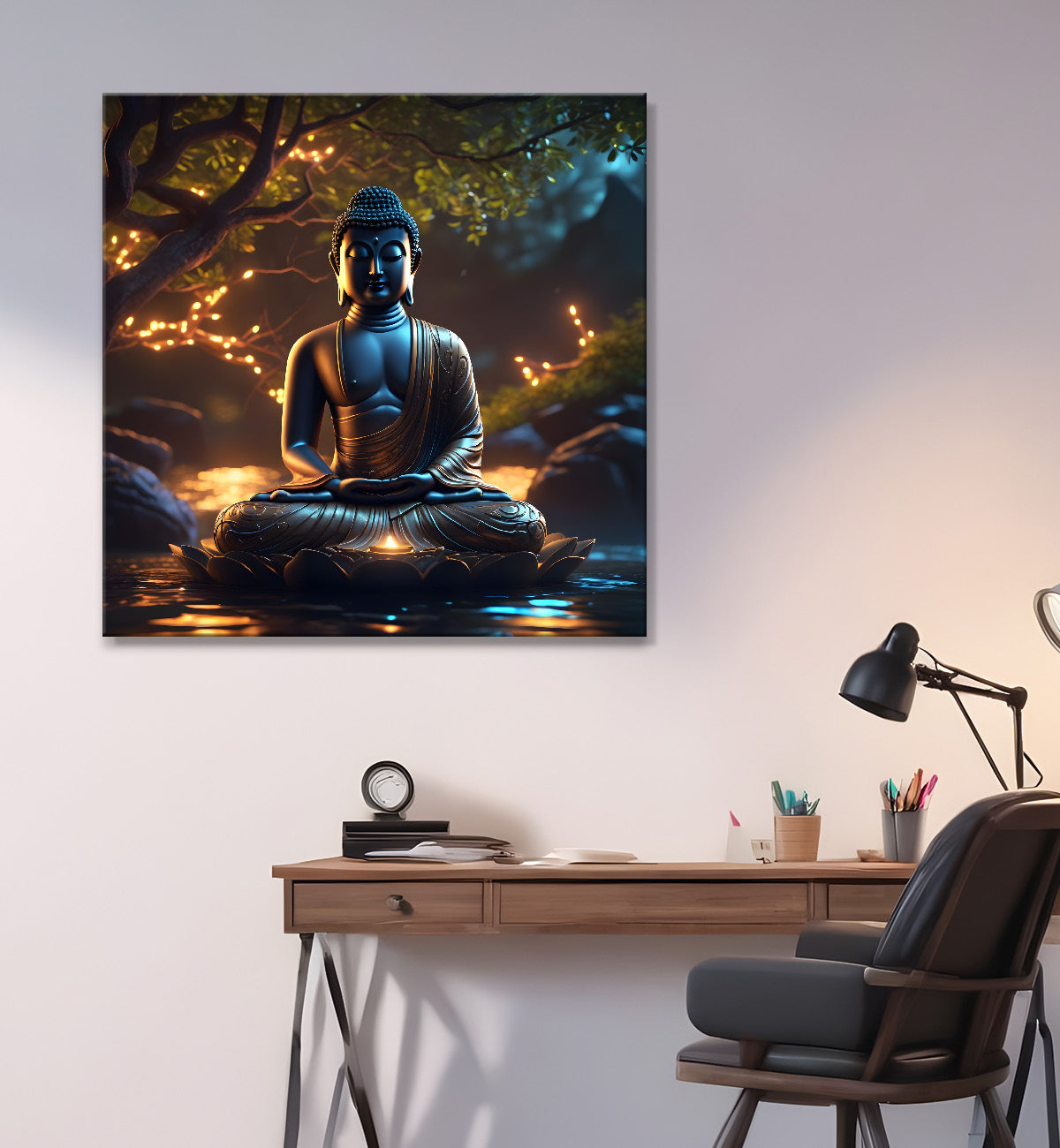 Lord Buddha sitting on lotus under water 24x24 inch Buddha-S-114