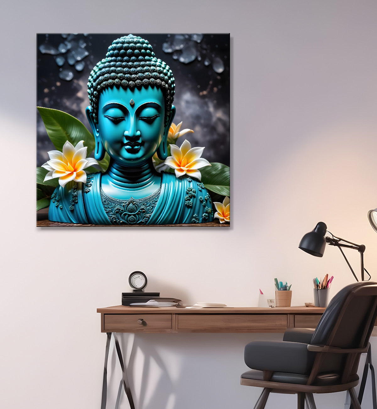 Lord Buddha Rasin art marble finish Golden painting 24x24 inch Buddha-S-151