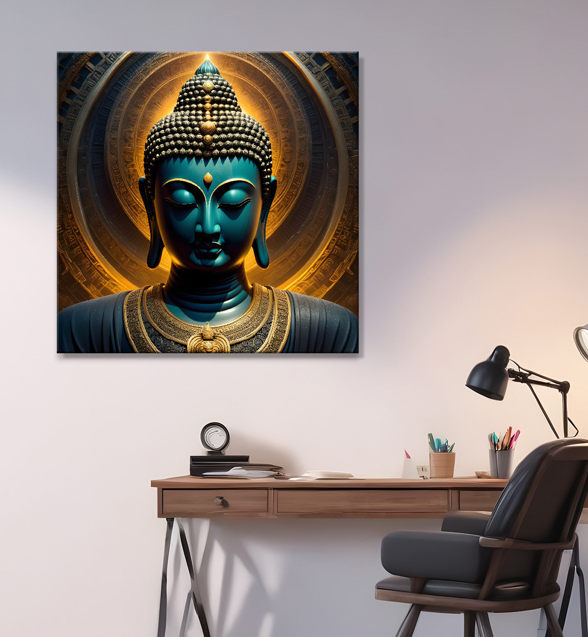 Golden Blue Dark theme budhha painting 24x24 inch Buddha-S-177