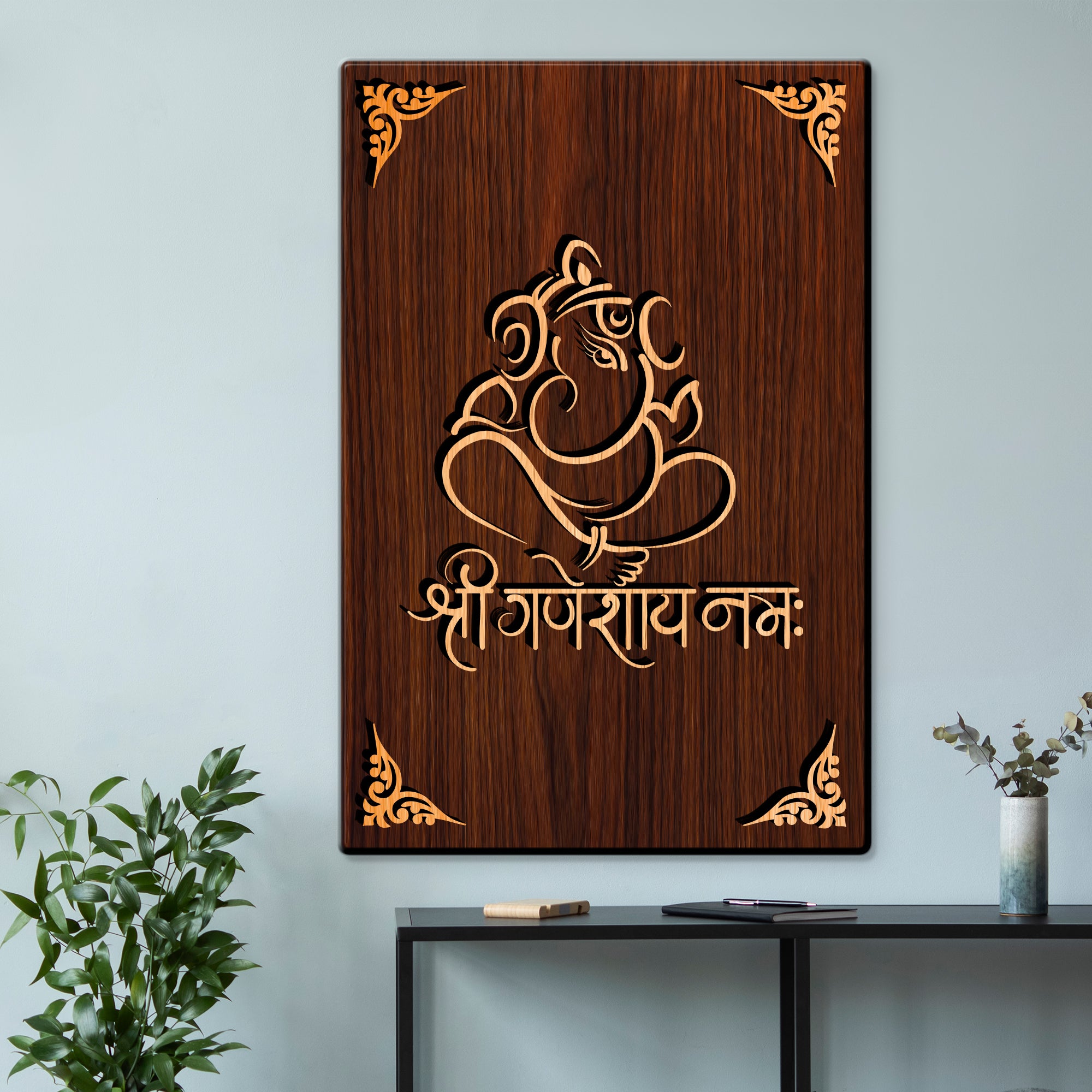 Om Ganeshaye Namah For Gifting and Home Decor Wooden Wall Decor, Wall Hanging - 122