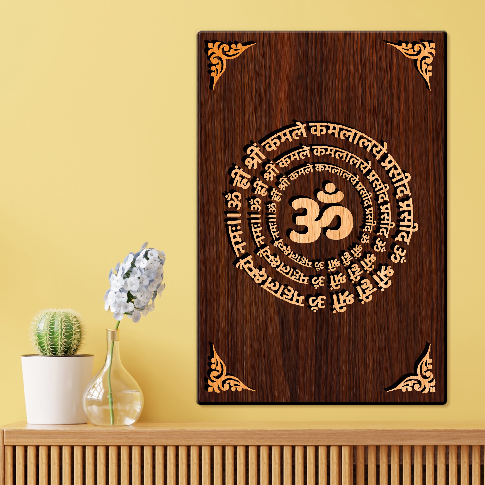 Om Shree Laxami Mantra For Gifting and Home Decor Wooden Wall Decor, Wall Hanging - 139