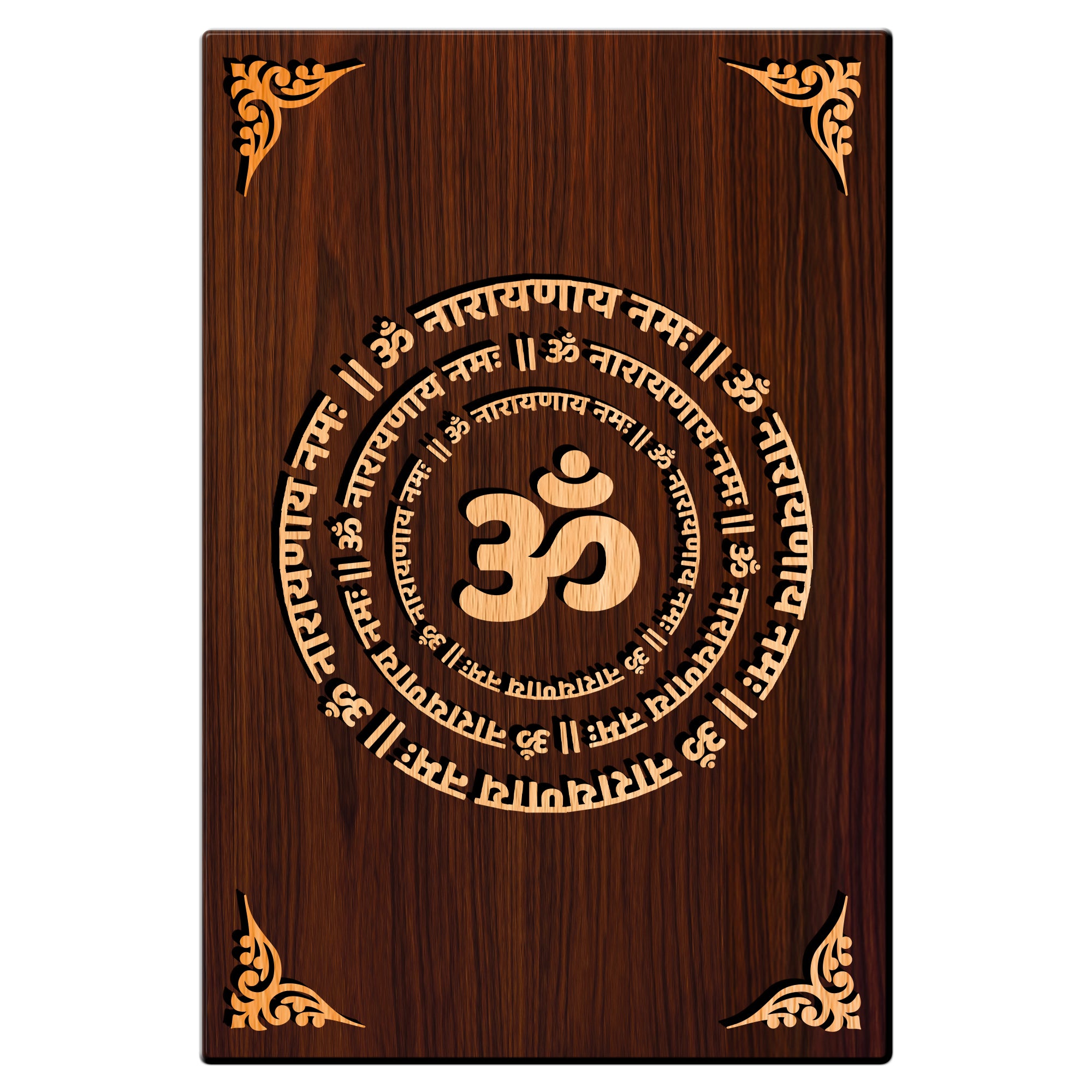 Om Shree Vishnu Mantra For Gifting and Home Decor Wooden Wall Decor, Wall Hanging - 140