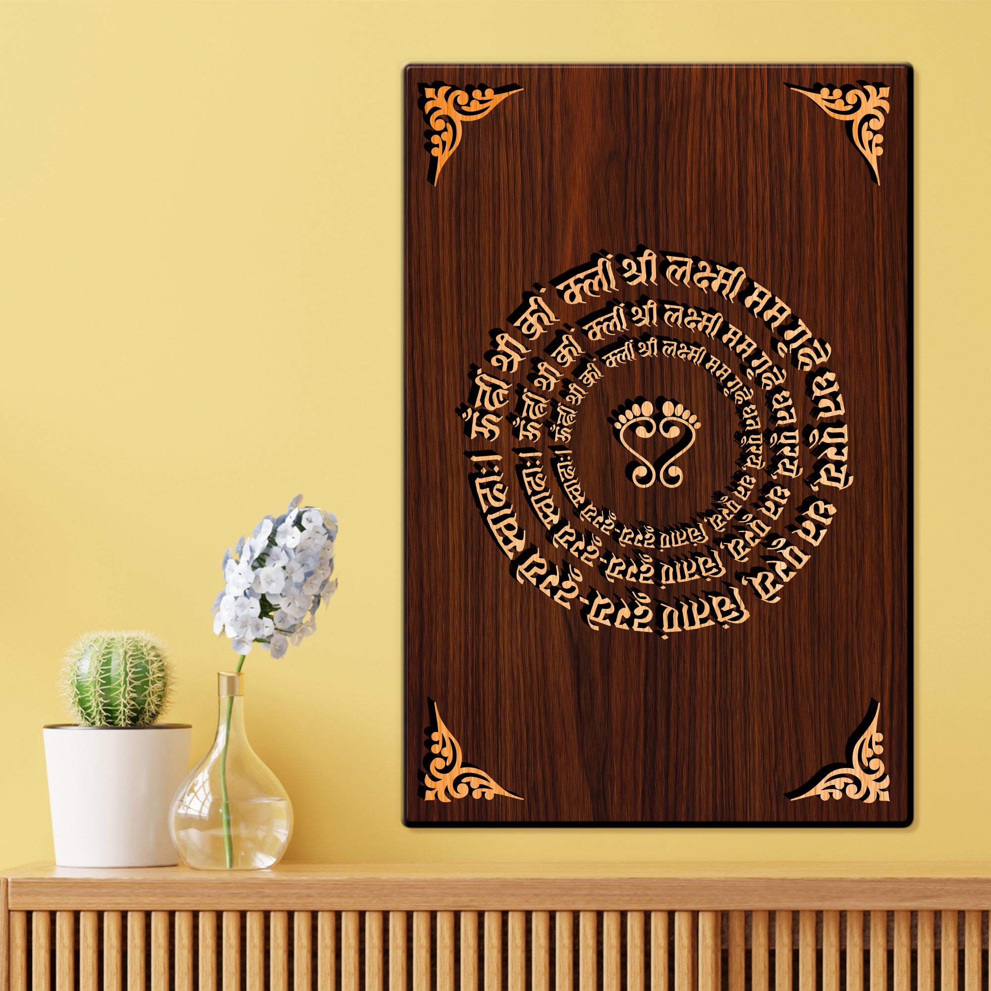 Om Shree Laxami Mantra For Gifting and Home Decor Wooden Wall Decor, Wall Hanging - 141