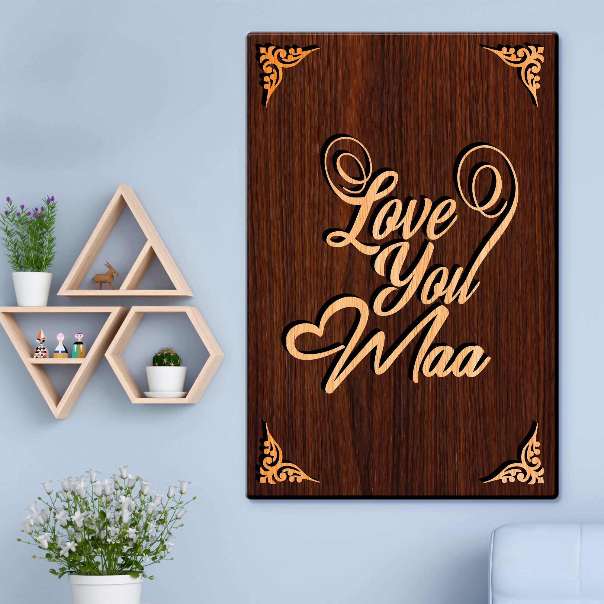 Love You Maa For Gifting and Home Decor Wooden Wall Decor, Wall Hanging - 44